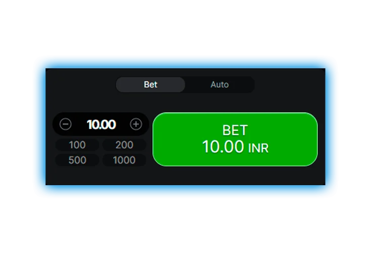 Entering the desired bet amount